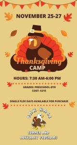 Oak Hall Thanksgiving Break Camp