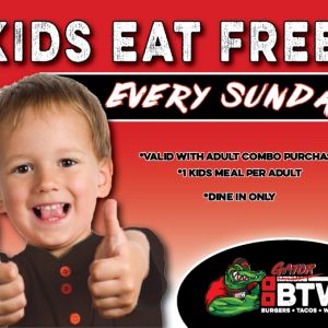 Gator Hurricane BTW Kids Eat Free