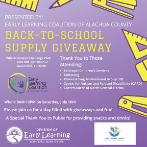 Early Learning Coalition of Alachua County: Back To School Supply Giveaway
