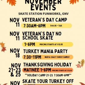 Skate Station Funworks Thanksgiving Break Sessions