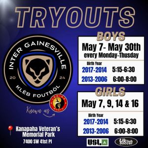 Inter Gainesville KF (known as Leg-AZ World FC) Tryouts