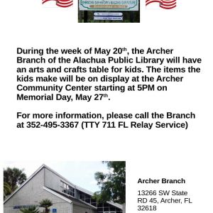 Alachua County Library Archer Branch Memorial Day