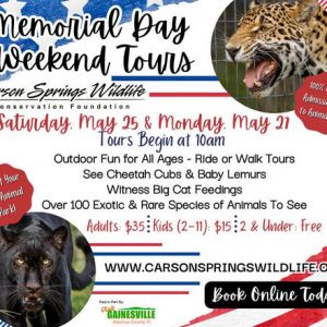 Carson Springs Wildlife Conservation Foundation Memorial Day Weekend Tours