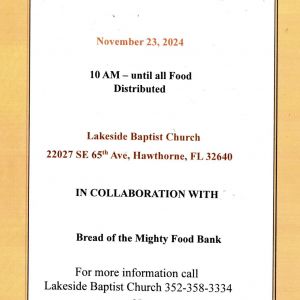 Lakeside Baptist Church Thanksgiving Food Distribution