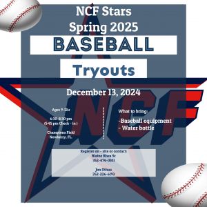 NCF Stars Baseball Spring Tryouts