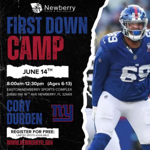 Newberry Parks & Recreation: First Down Flag Football Camp with NFL Giants player Corey Durden