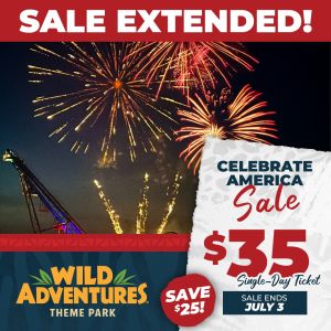 Wild Adventures Theme Park Celebrate America Sale