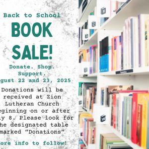 Smart Start at Zion and Zion Lutheran Church: Back to School Book Sale