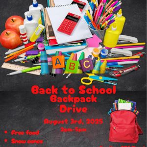 B. Jones Ent: Back to School Backpack Drive