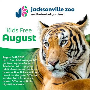 Jacksonville Zoo and Botanical Gardens Kids Free August