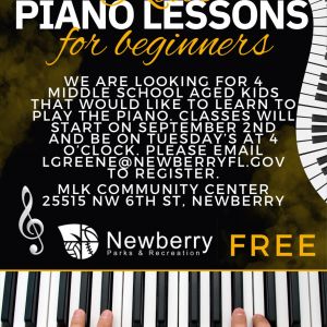 Newberry Parks & Recreation Kids Piano Lessons for Beginners