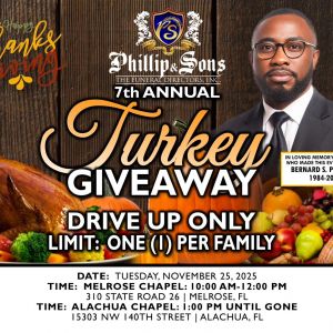 Phillip & Sons, The Funeral Directors, Inc. Turkey Giveaway