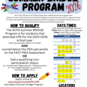Alachua County Public Schools VPK Summer BRIDGE Program