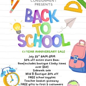 Second Times’s A Charm Consignment Back to School and Anniversary Sale