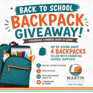 Martin Kids Dental & Orthodontics Back-to-School Backpack Giveaway