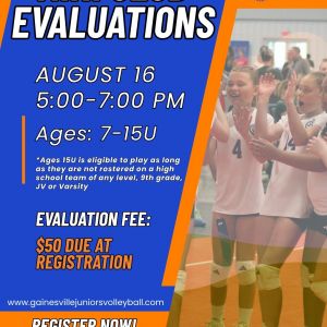 Gainesville Juniors Youth Volleyball Mini Club Tryouts